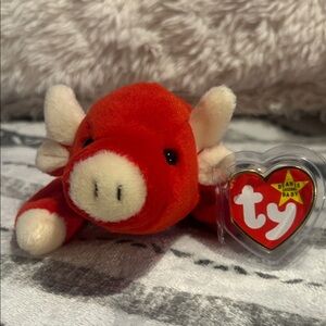Ty Beanie Baby “Snort the Bull” 1995 Tush  tag. Multiple errors no stamp.